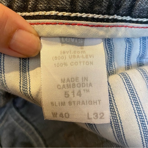 LEVI’S 514 Men Gray Slim Straight Denim Jeans Size 40-Been Hemmed - Picture 6 of 7